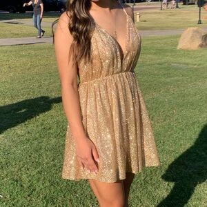 Gold Glitter Mini Dress